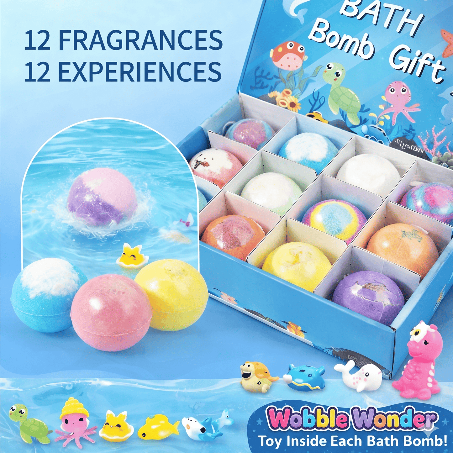 12-Piece Ocean Surprise Toy Bath Bomb Set